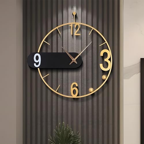 Large Wall Clock 24" Round Battery Operated Modern Golden Wall Clocks - Image 6