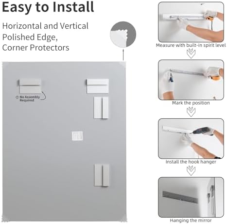Mirrorons Beveled Mirror 40x32 Frameless Bathroom Wall Mirror Shatterproof - Image 4