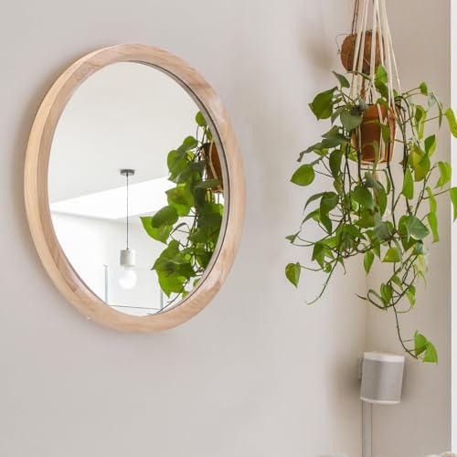 28''Round Wood Mirror, Circle Mirror, Boho Style Wall Decor, Nursery Mirror - Image 6