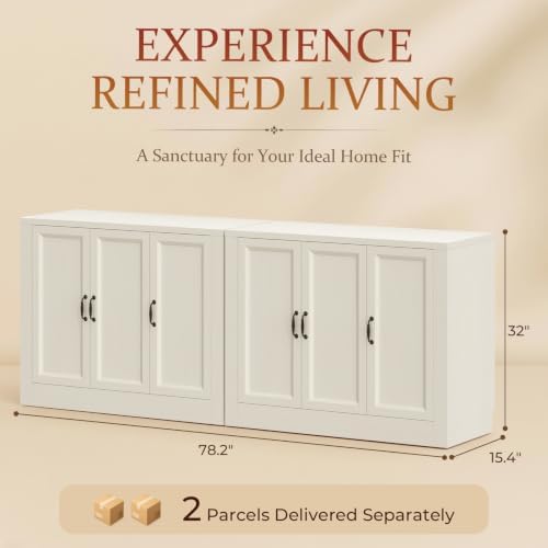 78" Modular Buffet Sideboard Cabinet Set of 2, Large Coffee Bar Station - Image 2