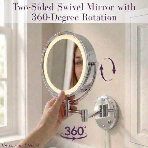 JERDON Lighted Wall-Mount Makeup Mirror - Image 7