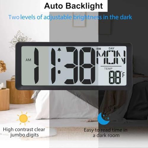 XREXS 14.5 Inch Battery Operated Digital Wall Clock - Image 3