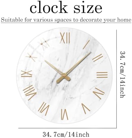 Round Marble Battery Wall Clock Modern 14 Inch - Image 5