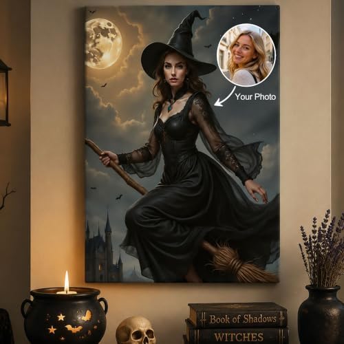 Ipplee Custom Witch Portrait from Photo, Personalized Gothic Canvas Art by Unknown