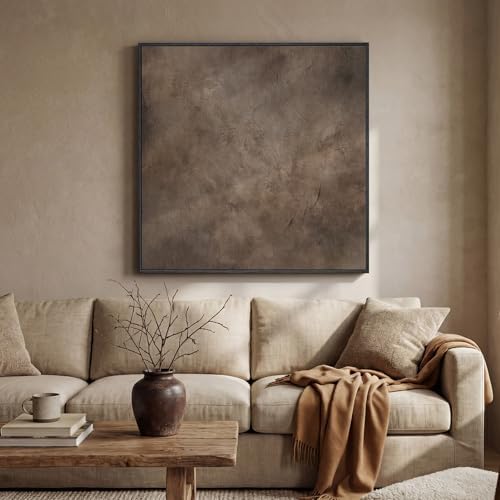 Framed Neutral Brown Abstract Canvas Wall Art - Image 3