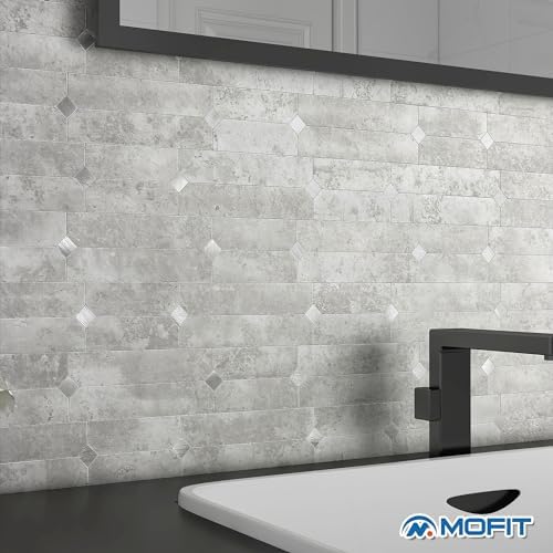 Stone Kitchen Wall Tiles Peel Stick Backsplash Cement Gray 10pcs - Image 3