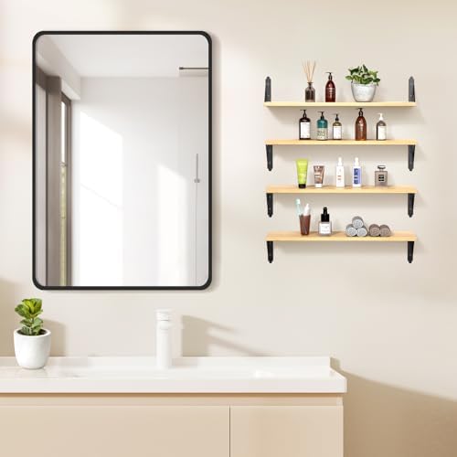 ROMGUAR CRAFT Wood Wall Floating Shelves Set of 4, 23.6" x 6" - Image 6