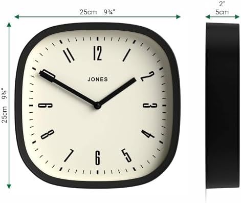 JONES CLOCKS® Marvel wall Clock | Modern Retro Rounded Square Clock | 10" | - Image 4