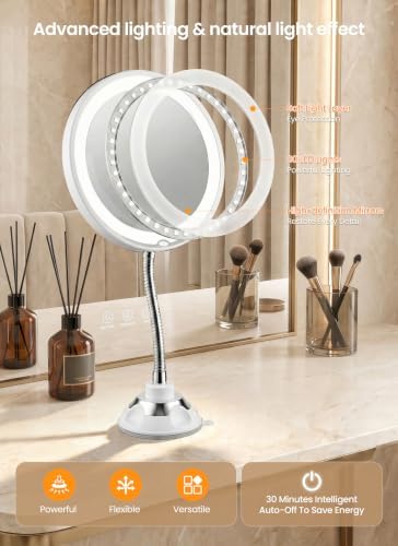 10x Makeup Mirror with Lights, Magnifying Mirror 3 Light Modes Silver - Image 5