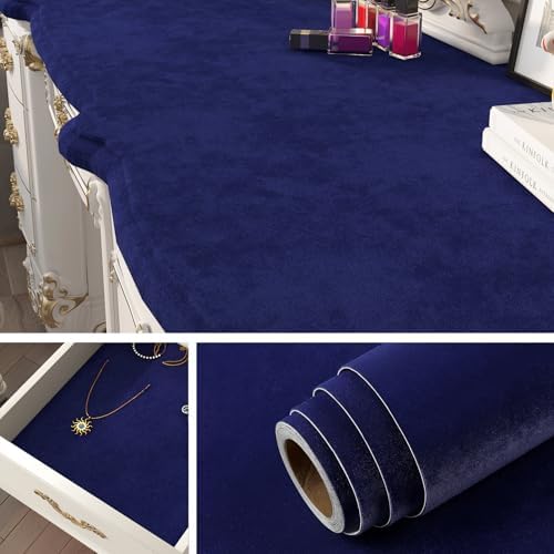 Livelynine 15.8x394 Navy Blue Velvet Peel and Stick Wallpaper Removable Dark - Image 6