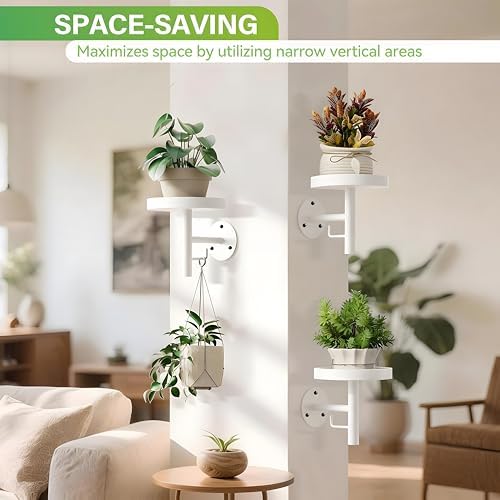 DELLAN Wall Plant Holder, 3 Pack Metal Stand, All White - Image 5