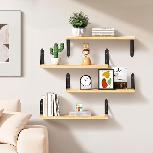 ROMGUAR CRAFT Wood Wall Floating Shelves Set of 4 - Image 2