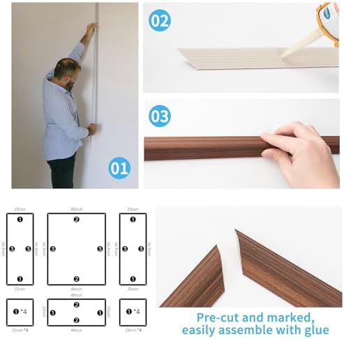 Art3d Pre-Cut Wall Molding Set of 6 pcs, 3 Top 3 Bottom - Image 6