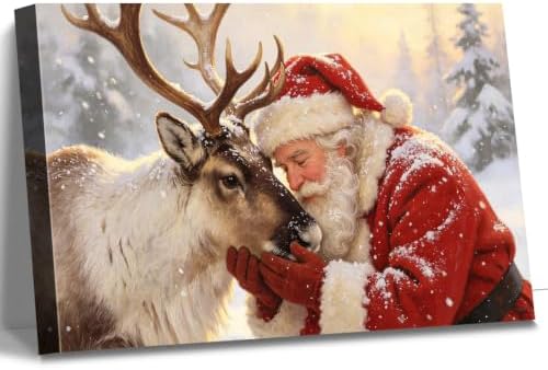 AVANT GARDE CANVAS Christmas Canvas Wall Art, Santa Claus Tenderly Petting by AVANTCARDECANVAS