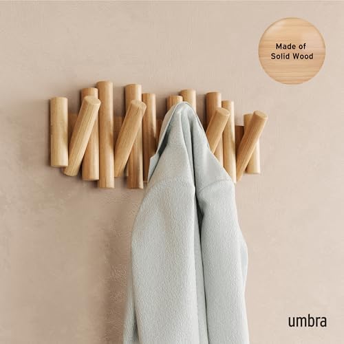 Umbra Picket Coat Rack, Wall Mount 5 Flip-Down Coat Hooks - Image 2