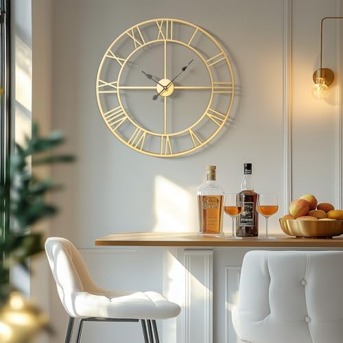 Cuspin Large Gold Wall Clock 30 Inch Decorative Wall Clocks by Cuspin