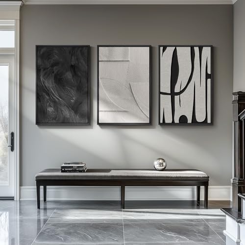 3D Large Framed Black and White Abstract Wall Art - Image 5