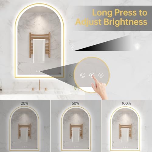 24"x36" Arched LED Lighted Bathroom Mirror - Image 4