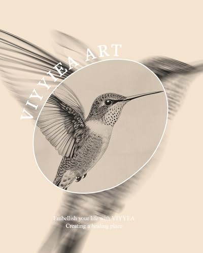 VIYYIEA Vintage Gold Framed Wall Art – Hummingbird Sketch, 8x10 IN - Image 4