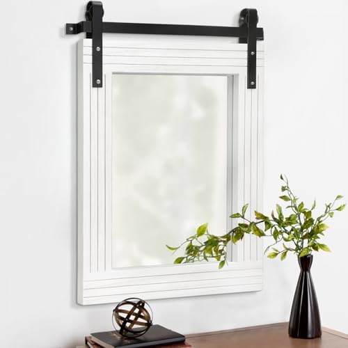 AAZZKANG White Wood Framed Mirror Rectangle Farmhouse Wall Mirrors Decor by AAZZKANG