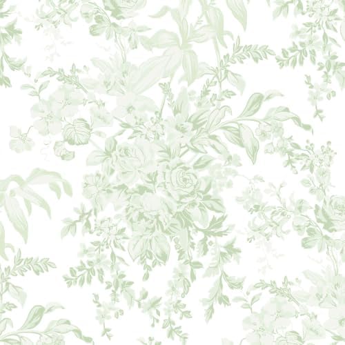 Heroad Green Floral Wallpaper Peel and Stick Wallpaper Flower Contact Paper by HeroadBrand