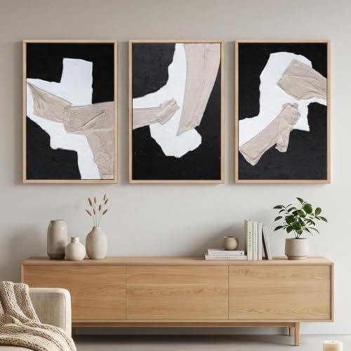 Framed 3D Textured Abstract Geometric Wall Art, 24x48 In by HUANGXUWEIYI