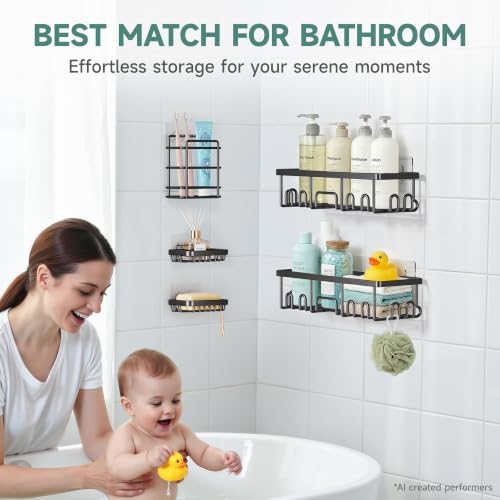Veken Shower Caddy 5-Pack, Bathroom Organizers and Storage Shelves - Image 6