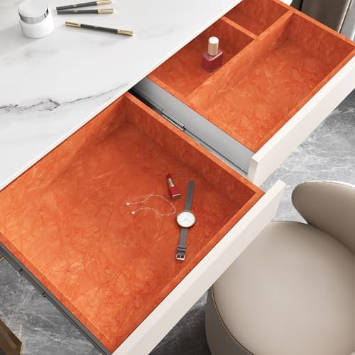 VEELIKE Self Adhesive Crushed Velvet Drawer Liner Orange Felt Roll Soft Velvet - Image 3