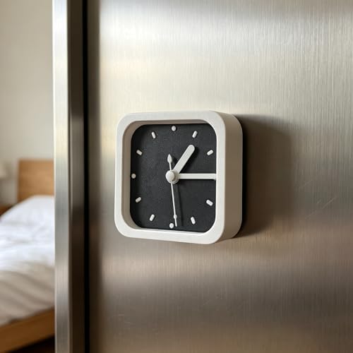 Mini 3 Inch Silent Analog Clock, Magnetic & Wall Mountable, Square Minimalist - Image 4