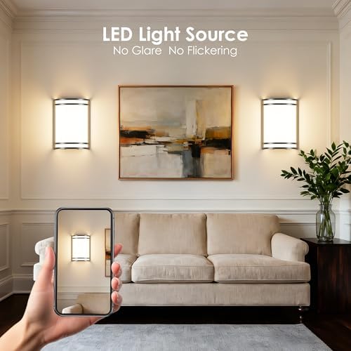 Aipsun Black Wall Sconces Set of Two, Hardwired Indoor 15W LED Modern Dimmable - Image 7