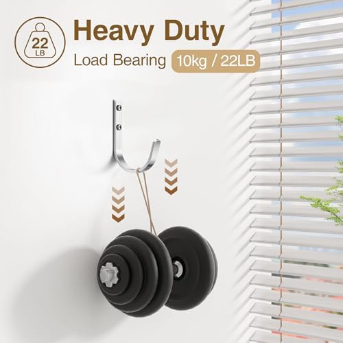 22LB Wall Hooks for Hanging Towel/Coat, Brushed Nickel 5 Pack - Image 4