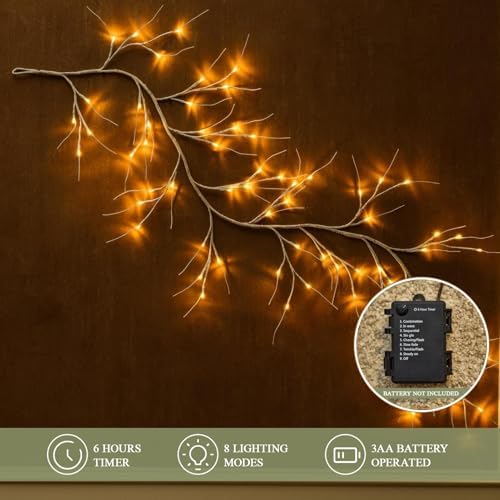White Birch Garland with Lights 6ft 72LED - Image 2