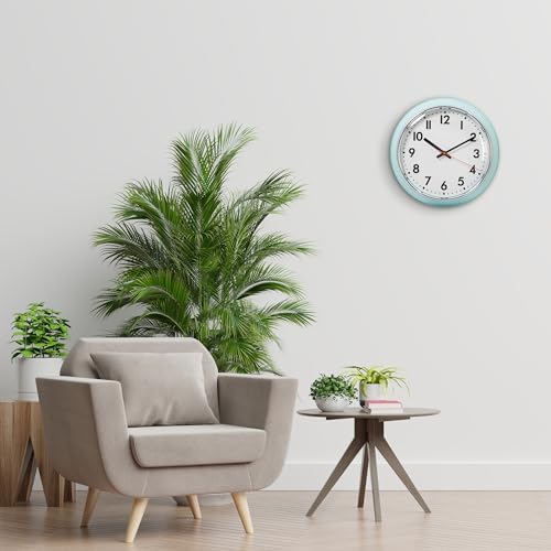 Kiera Grace Wall Clock, 13 Inch, Retro Teal Tea ClassicWall Clocks Battery - Image 6