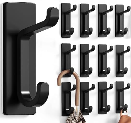 pickpiff 12 Pack Wall Hooks for Coat and Towel: 13LB Adhesive Door Hanger Stick by pickpiff