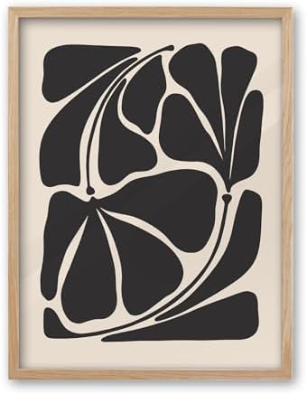 iHery 16x20in Black Beige Botanical Framed Abstract Wall Art by iHery