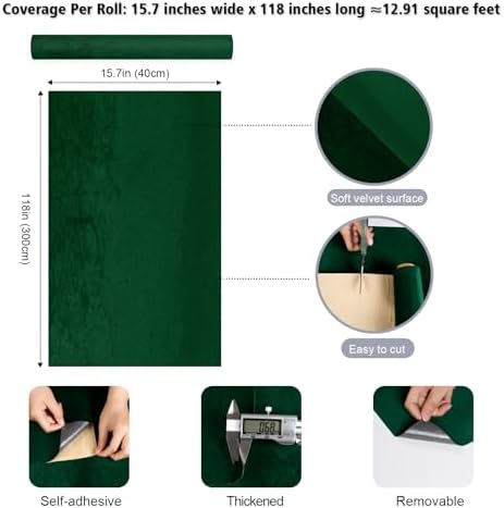 Green Self Adhesive Velvet Flocking Liner Soft Felt Fabric - Image 6