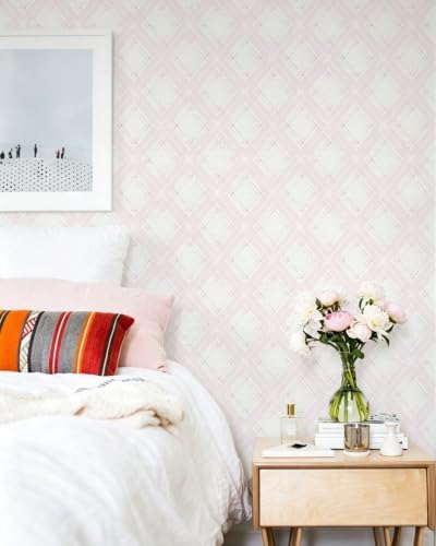 Dimoon Boho Peel and Stick Wallpaper Pink Lines Contact Paper 17.3x197in - Image 3