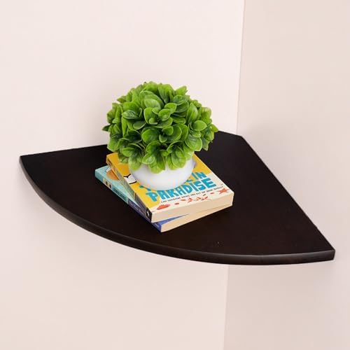Corner Wall Shelf, 16inch Solid Oak Wood Floating Corner Shelf by GIEANOO