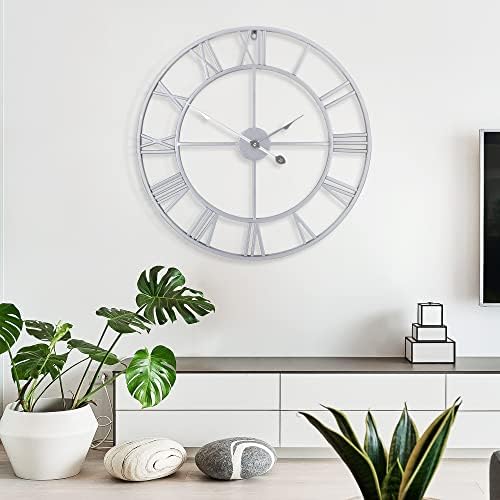 1st owned Large Wall Clock Metal Retro Roman Numeral Clock, Modern Round Wall - Image 5