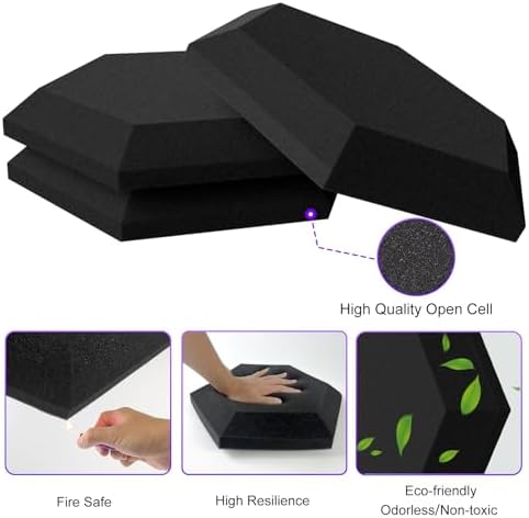 TroyStudio Thick Acoustic Foam Panels, 13.8 X 11.8 X 2 Inches 12 Pcs Hexagon - Image 4