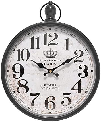 Menterry Retro Farmhouse Wall Clock. Black Vintage Antique Style by Menterry