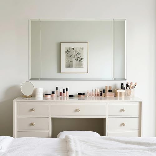 Frameless Wall Mirror Beveled Edge 48” x 30“ Bathroom Mirror - Image 7