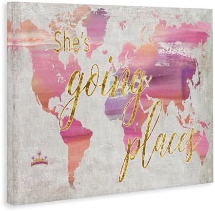 Stupell Industries Glam Pink Ombre Map Travel, 30 x 40 Inch Canvas Wall Art - Image 2