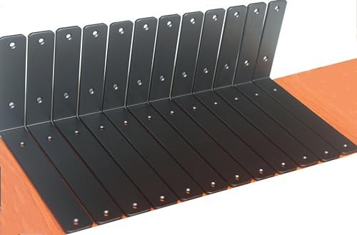 12 Pack - L 9" x H 6" x W1.5, 5mm Thick Black L Shelf Bracket, Iron Shelf by MHMYDZ