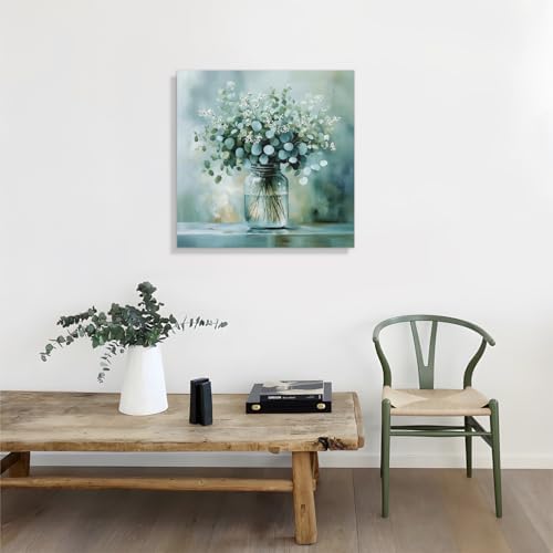 IAFWZX Wrapped Canvas Sage Green Eucalyptus Farmhouse Wall Art 12x12 in - Image 5