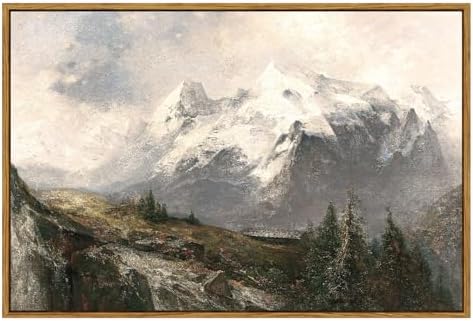 VIYYIEA Vintage Nature Large Framed Wall Art, The Alpine Pastures Paintings Art by VIYYIEAART