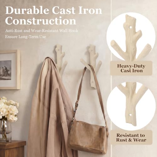 Frienda 4 Pcs Rustic Tree Branch Decorative Hooks, 7.5" X 3.7 " - Image 3