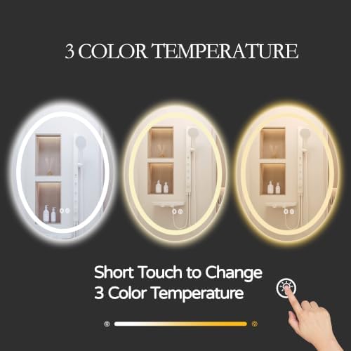 20×28 inch Oval LED Bathroom Mirror, Lighted Vanity Mirror - Image 4