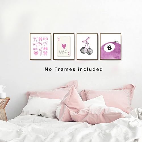 okaxscm Purple Coquette Trendy Preppy Wall Art Prints Set of 4, Coquette Preppy - Image 4