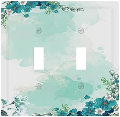 Decorative Switch Plates Blue Green Flowers Light Green Watercolor Patterns 2 by Lightswitchcovers